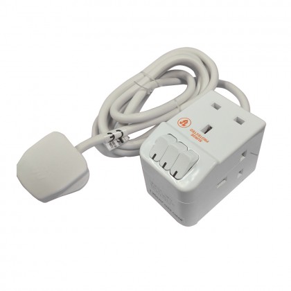 Masterplug Surge Protector 3 Gang 2 Meter 13Amp Switched Extension Lead Compact Vertically Sockets Power SWSRG32C-MPA