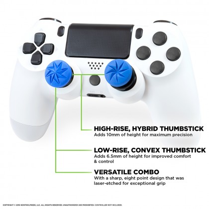 KontrolFreek FPS Freek Edge Blue Eight Contact Point Pattern Hybrid High-rise ThumbGrip For PS4 / PS5 Controller