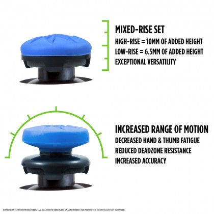KontrolFreek FPS Freek Edge Blue Eight Contact Point Pattern Hybrid High-rise ThumbGrip For PS4 / PS5 Controller