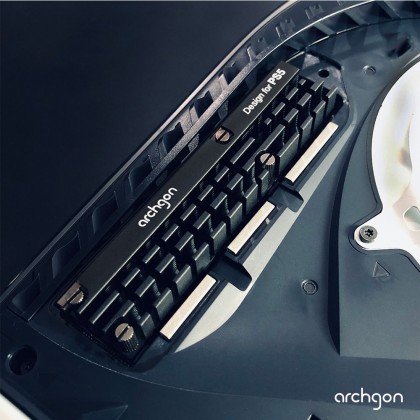 Archgon M.2 NVMe/SATA or M.2 2280 / 22110 Solid Stated Drive SSD Heatsink Design for PS5 with Thermal Pad