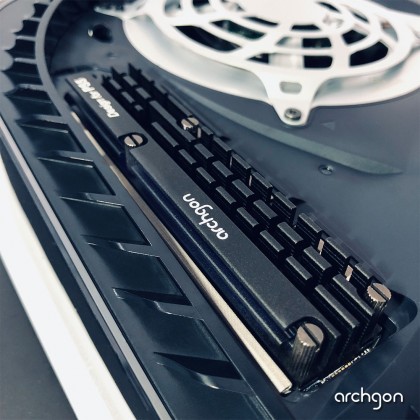 Archgon M.2 NVMe/SATA or M.2 2280 / 22110 Solid Stated Drive SSD Heatsink Design for PS5 with Thermal Pad