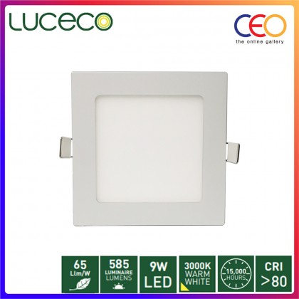 Luceco LED Eco Square Edgelit LuxPanel Downlight 149mm Warm White / Cool White with 9W 585 Lumens
