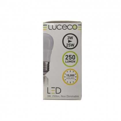 Luceco E27 Light Bulb B45 Mini Globe Frosted Lamps Non-Dimmable Cool White With 3W 250 Lumens (LE273W250C)