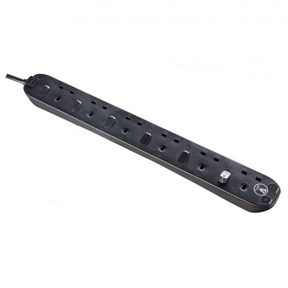 Masterplug Surge Protector 6 Gang 2 Meter Switched Extension Leads Safety Shuttered Sockets Power Cord SWSRG62NB