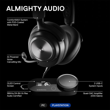SteelSeries Arctis Nova Pro Wired Gaming Headset with Hi-Res Certified GameDac Gen 2 Spatial Surround Headphone 61527