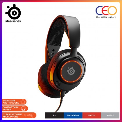 SteelSeries Arctis Nova 3 RGB Wired Gaming Headset 360 Spatial Surround Sound USB-C ClearCast Gen 2 Mic Headphone 61631