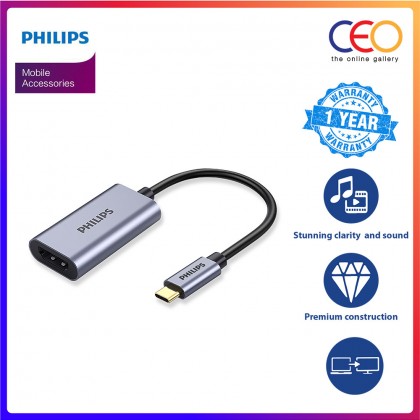 Philips USB Type-C Male to HDMI 2.0 Female Adapter USB-C C Converter Support Up to 4K UHD Resolution 1080p FHD SWV4060