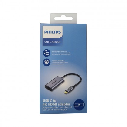 Philips USB Type-C Male to HDMI 2.0 Female Adapter USB-C C Converter Support Up to 4K UHD Resolution 1080p FHD SWV4060