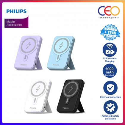 Philips 15W Magnetic Wireless Power Bank 5000mAh Wireless Charger Charging Powerbank USB Type C for iP 15/14 DLP9819N