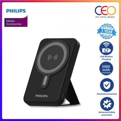 Philips 15W Magnetic Wireless Power Bank 5000mAh Wireless Charger Charging Powerbank USB Type C for iP 15/14 DLP9819N