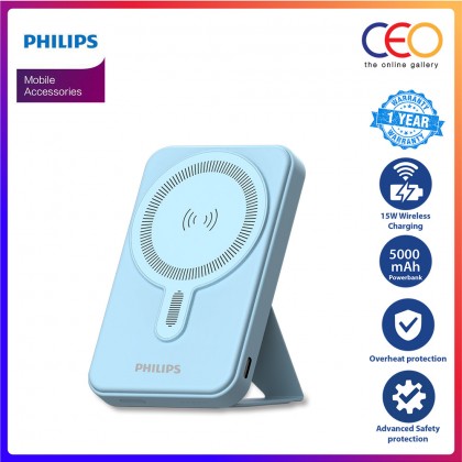 Philips 15W Magnetic Wireless Power Bank 5000mAh Wireless Charger Charging Powerbank USB Type C for iP 15/14 DLP9819N