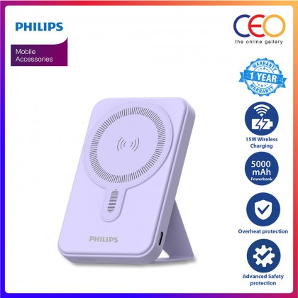 Philips 15W Magnetic Wireless Power Bank 5000mAh Wireless Charger Charging Powerbank USB Type C for iP 15/14 DLP9819N