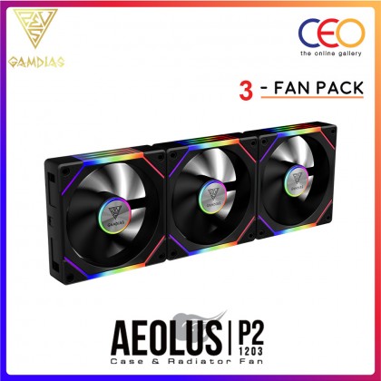 Gamdias AEOLUS P2 120mm PC Case and Radiator Fan ARGB PWM Swappable Fans AEOLUS P2-1201 / 1203 / 1203U