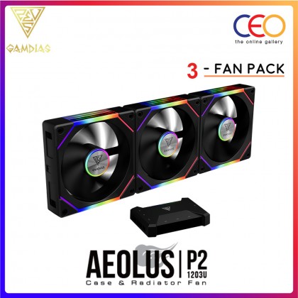 Gamdias AEOLUS P2 120mm PC Case and Radiator Fan ARGB PWM Swappable Fans AEOLUS P2-1201 / 1203 / 1203U