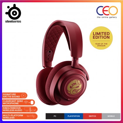 SteelSeries Arctis Nova 7 Dragon Edition LE Wireless Gaming Headset 360 Spatial Surround Sound 2.4GHz + Bluetooth 61557
