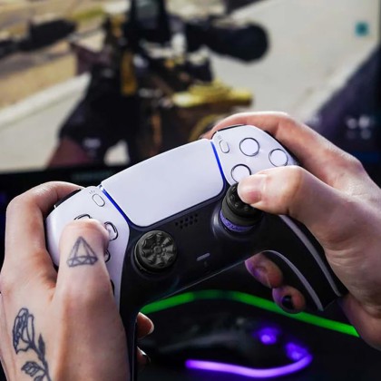 KontrolFreek Performance Thumbstick Galaxy Edition Mid-rise and High-rise Concave ThumbGrip For PS4/PS5 Controller Black